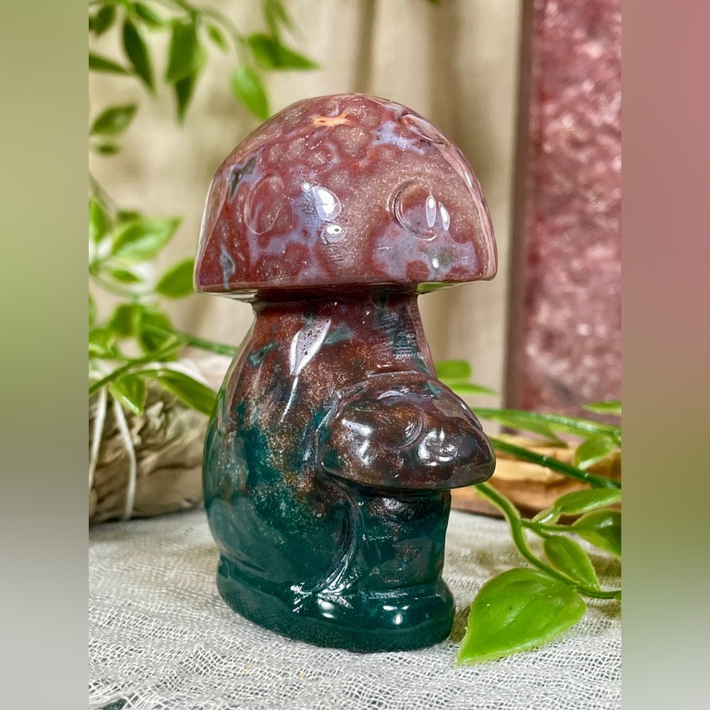 2431 Ocean Jasper Mushroom Crystal Carving - Picture 3 of 10